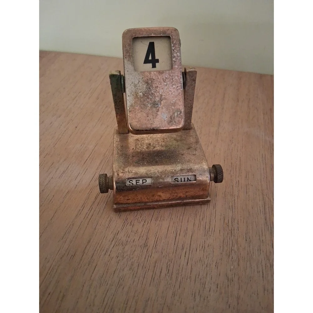 Mid-Century Vintage Brass Flip Desk Calendar – Complete Date Set. Japan